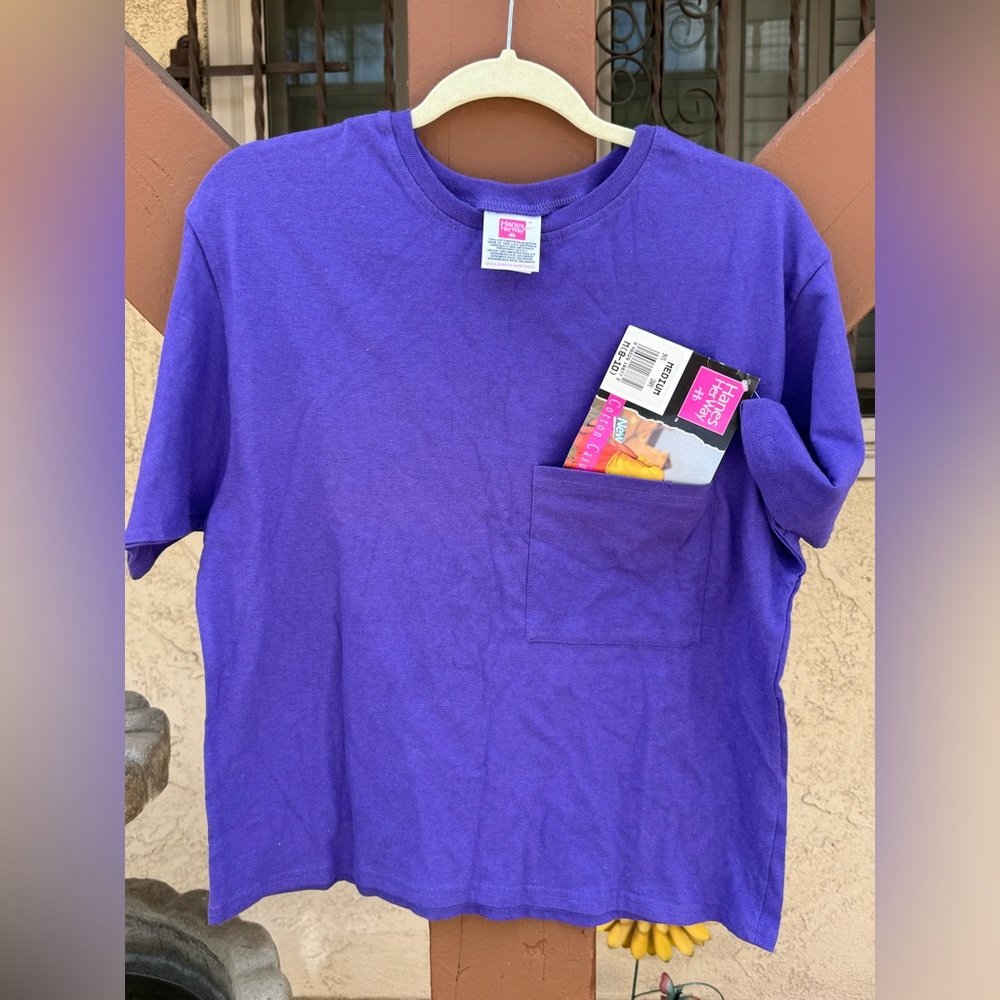 Vintage 1992 Hanes Her Way Purple Women's T-Shirt W/Pocket Size M New With Tags